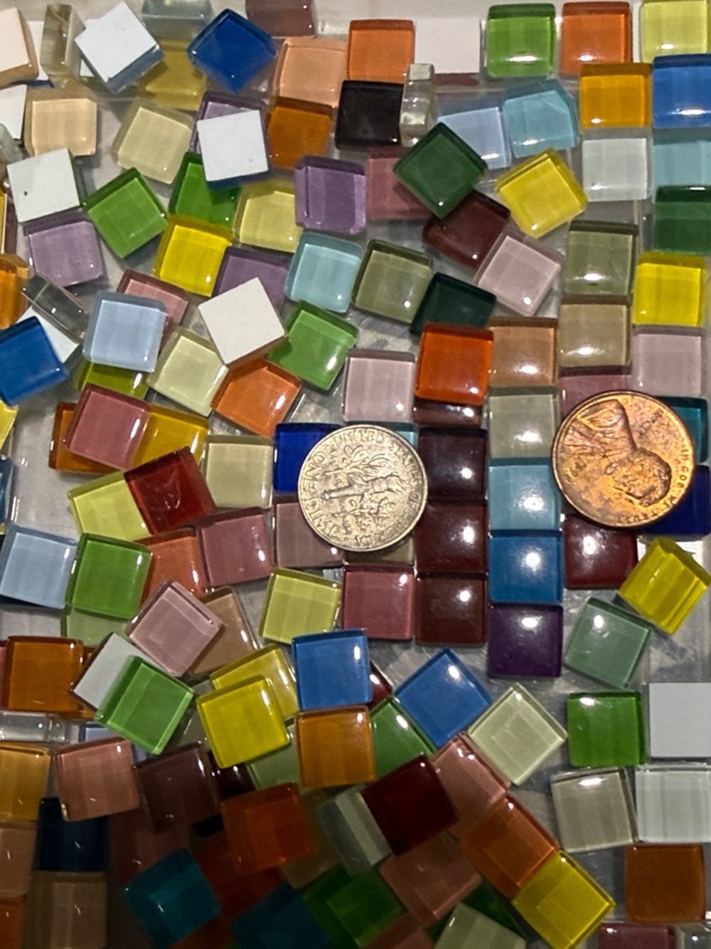 Mixed Glass Mosaic Tile Squares - Multi Color - Picture 3 of 3